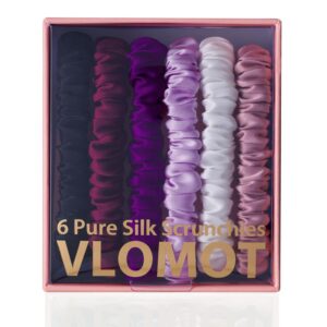 6 Pcs Set 100% Pure Mulberry Silk Hair Scrunchies